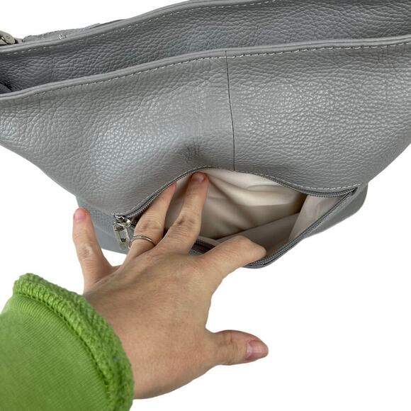 Genuine Leather Borse in Pelle Made in Italy Shoulder Bag Gray - Picture 7 of 16